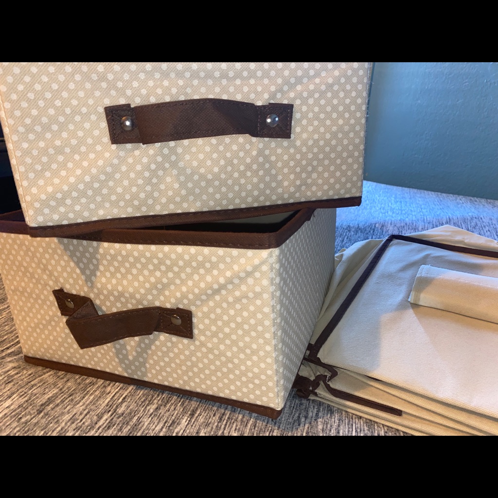 Cream Brown Hanging Closet Organizer With Drawers